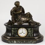 A large chimney clock with sculpture after Albert-Ernest Carrier (Anizy-le-Château 1824 - 1887 Sèvre