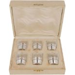 (6) piece set of shot glasses silver.