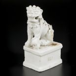 A porcelain Blanc de Chine sitting temple lion. China, 18th century.