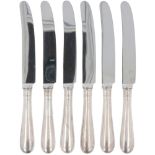 (6) piece set dinner knives silver.