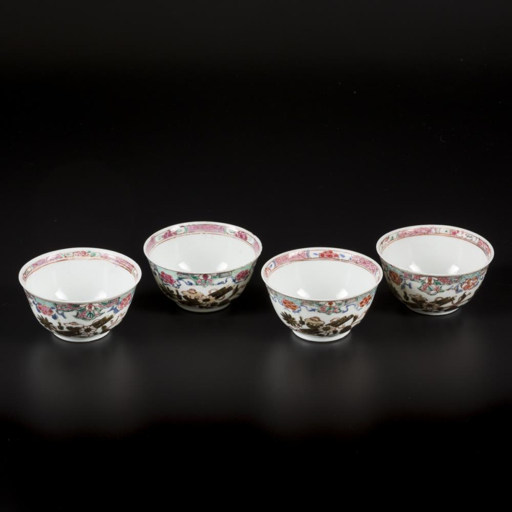 A set of (4+3) porcelain famille rose cups and saucers. China, 18th century. - Image 2 of 5