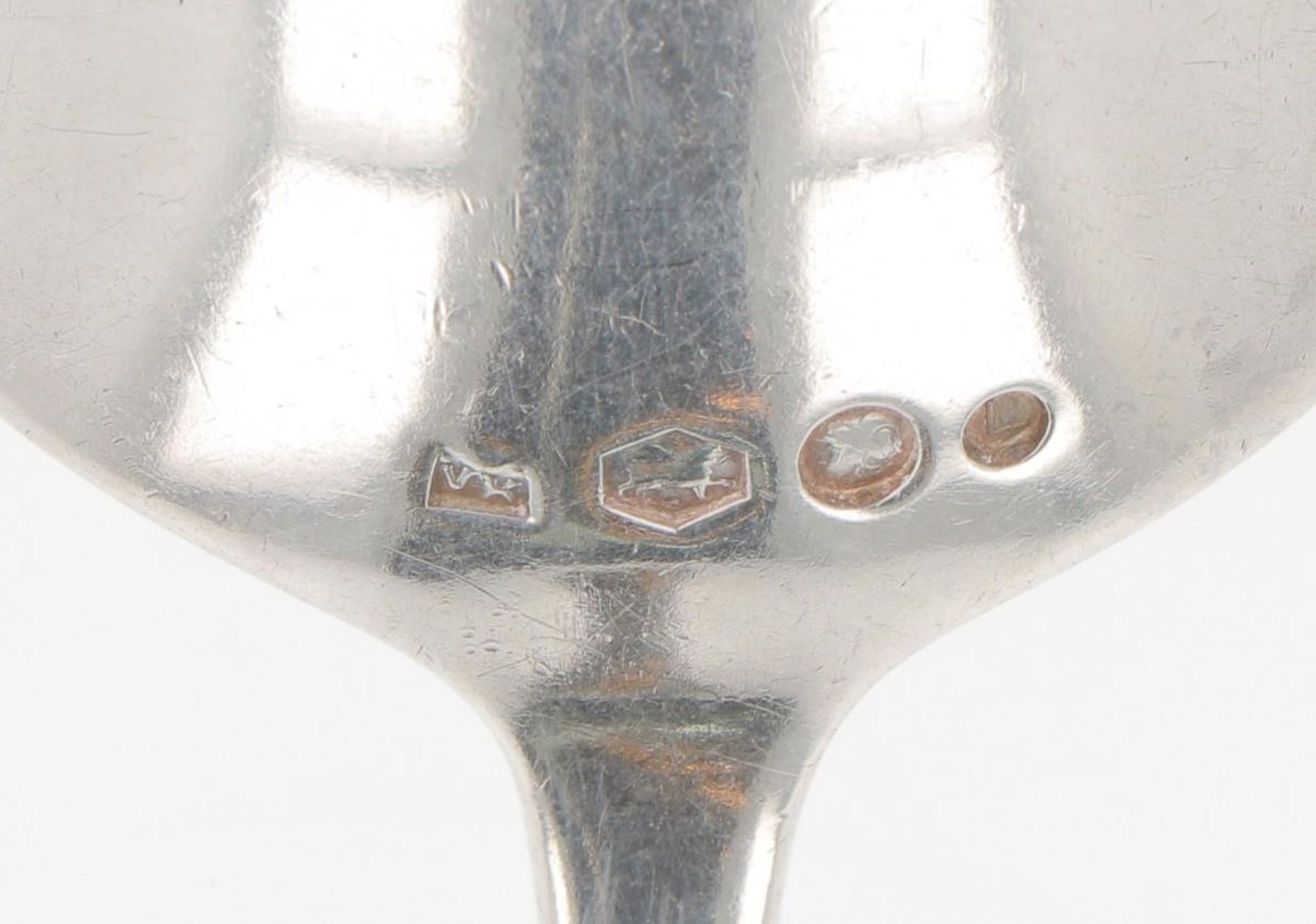 (3) piece set of ladles "Hollands puntfilet" silver. - Image 3 of 7