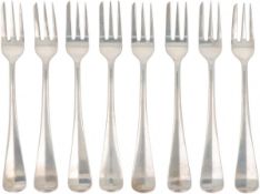 (8) piece set of cake forks ''Haags Lofje'' silver.