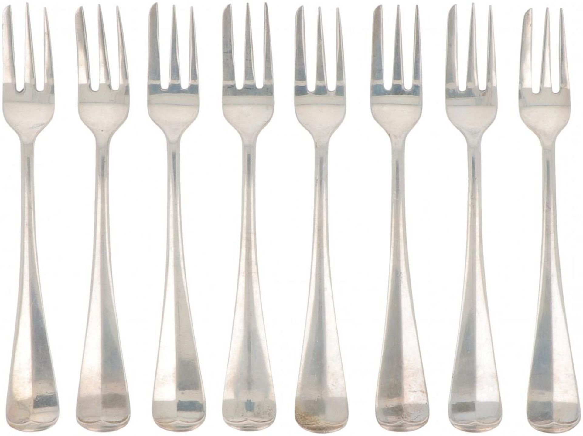 (8) piece set of cake forks ''Haags Lofje'' silver.