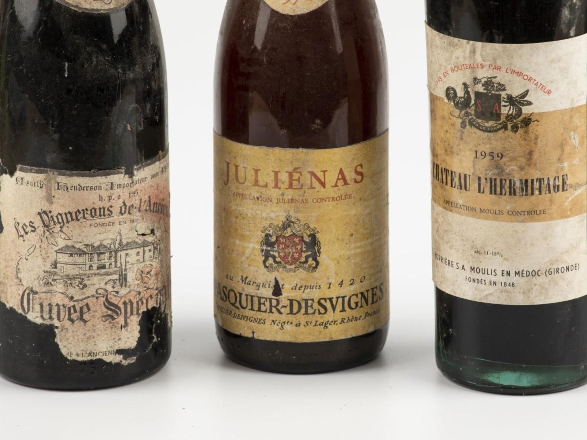 A lot of (3) old wines including Chateau l'Hermitage 1959. - Bild 2 aus 2