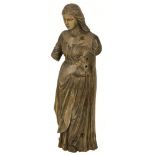 A fruitwood sculpture of a female figure, possibly a martyr, Haspengouw, Belgium. 18th C.