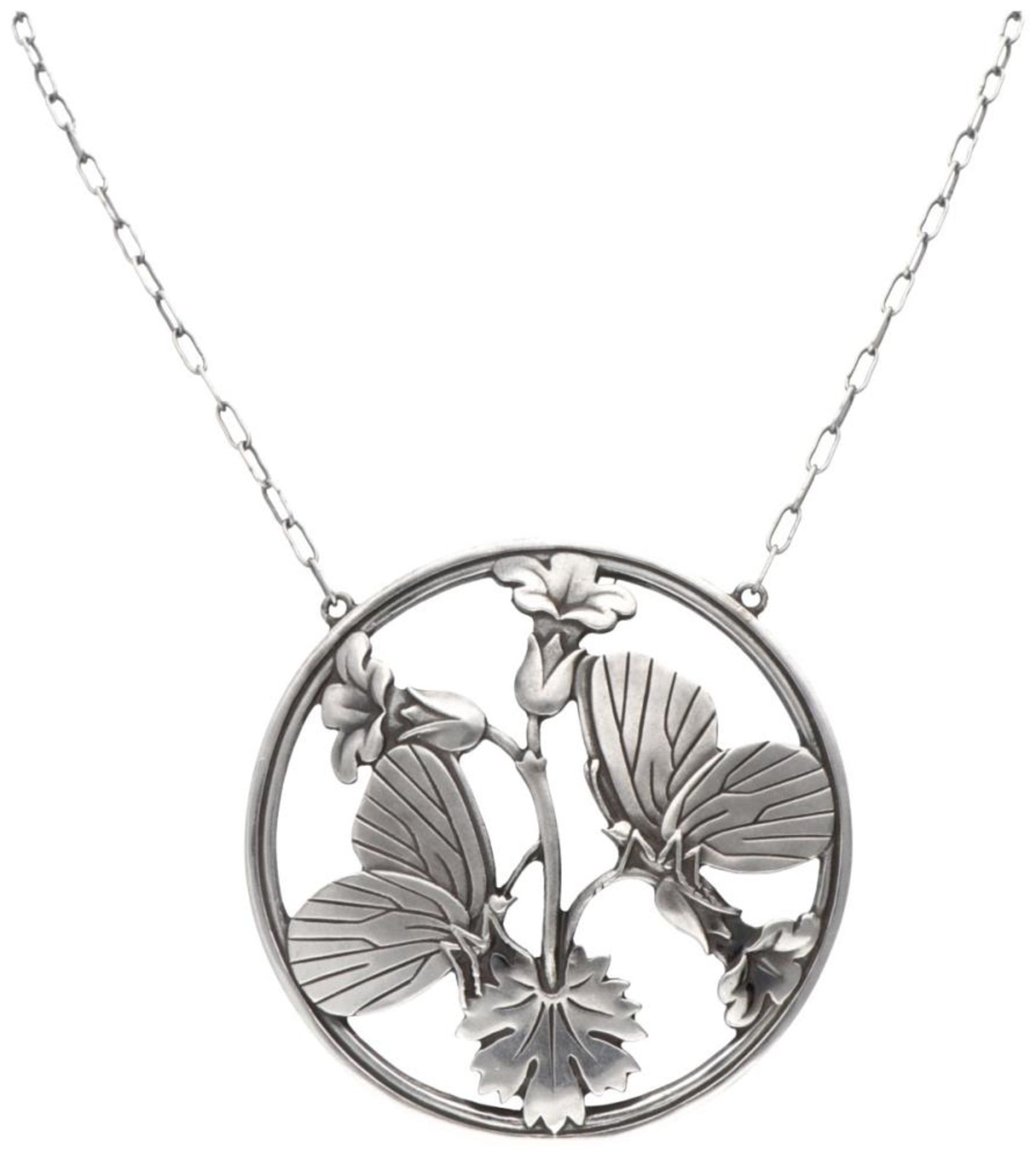 Sterling silver necklace with no.105 'Butterflies' pendant by Arno Malinowski for Georg Jensen.