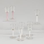 An (8) piece lot twist spiral stem glasses a.w. two with red spirals, Dutch, 18th/ 19th century.