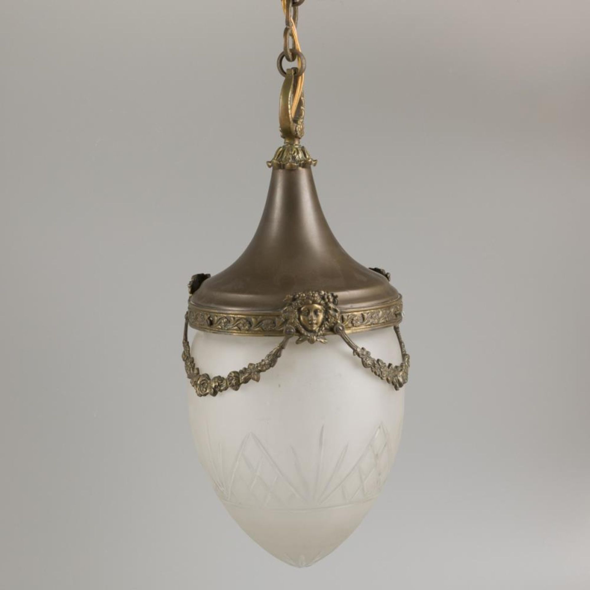 A glass Louis XVI-style hall lantern/ bell jar lamp, France, 20th century.