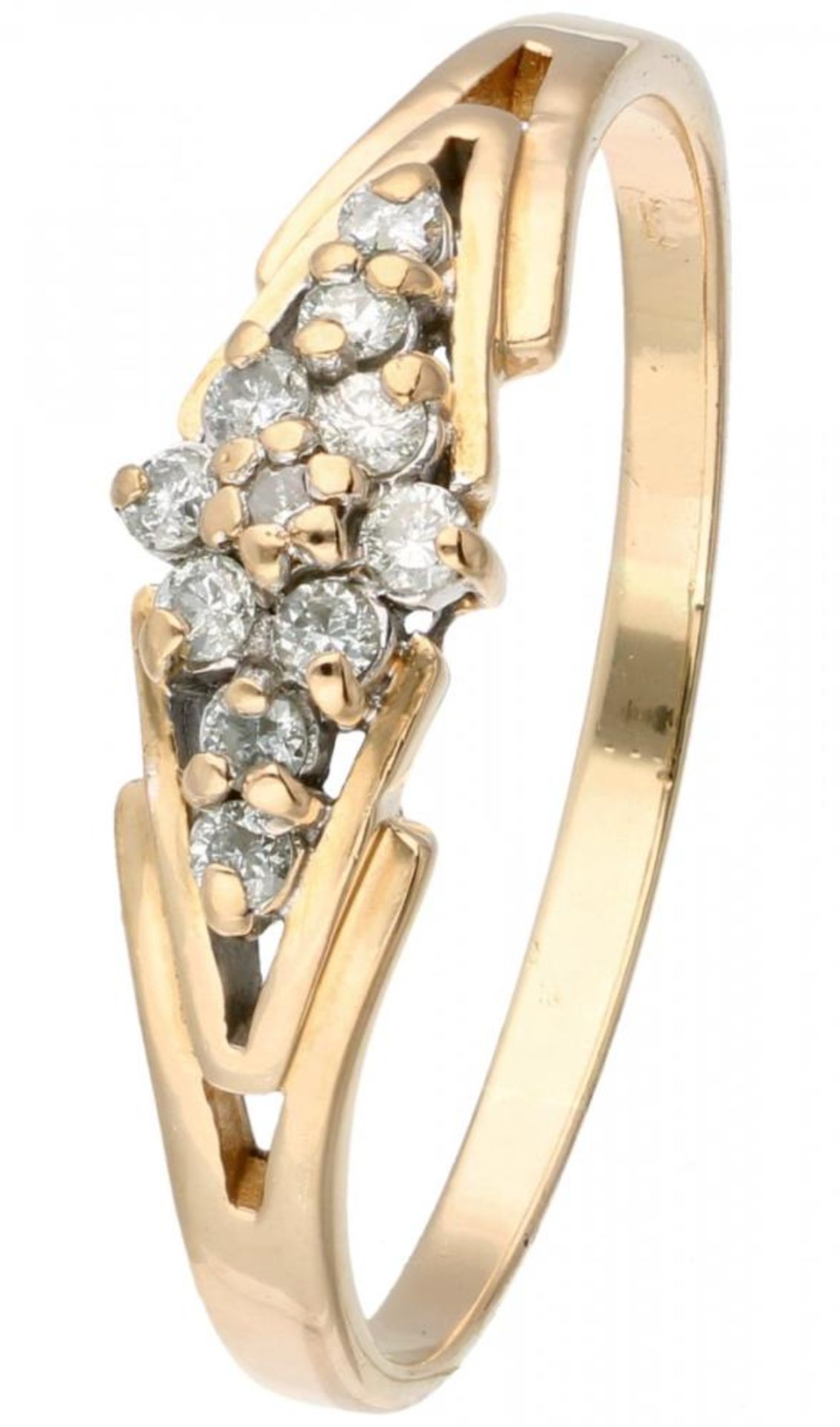14K. Yellow gold ring set with approx. 0.22 ct. diamond.