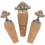 (3) piece lot bottle stoppers silver.