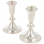 (2) piece set of table candlesticks silver.