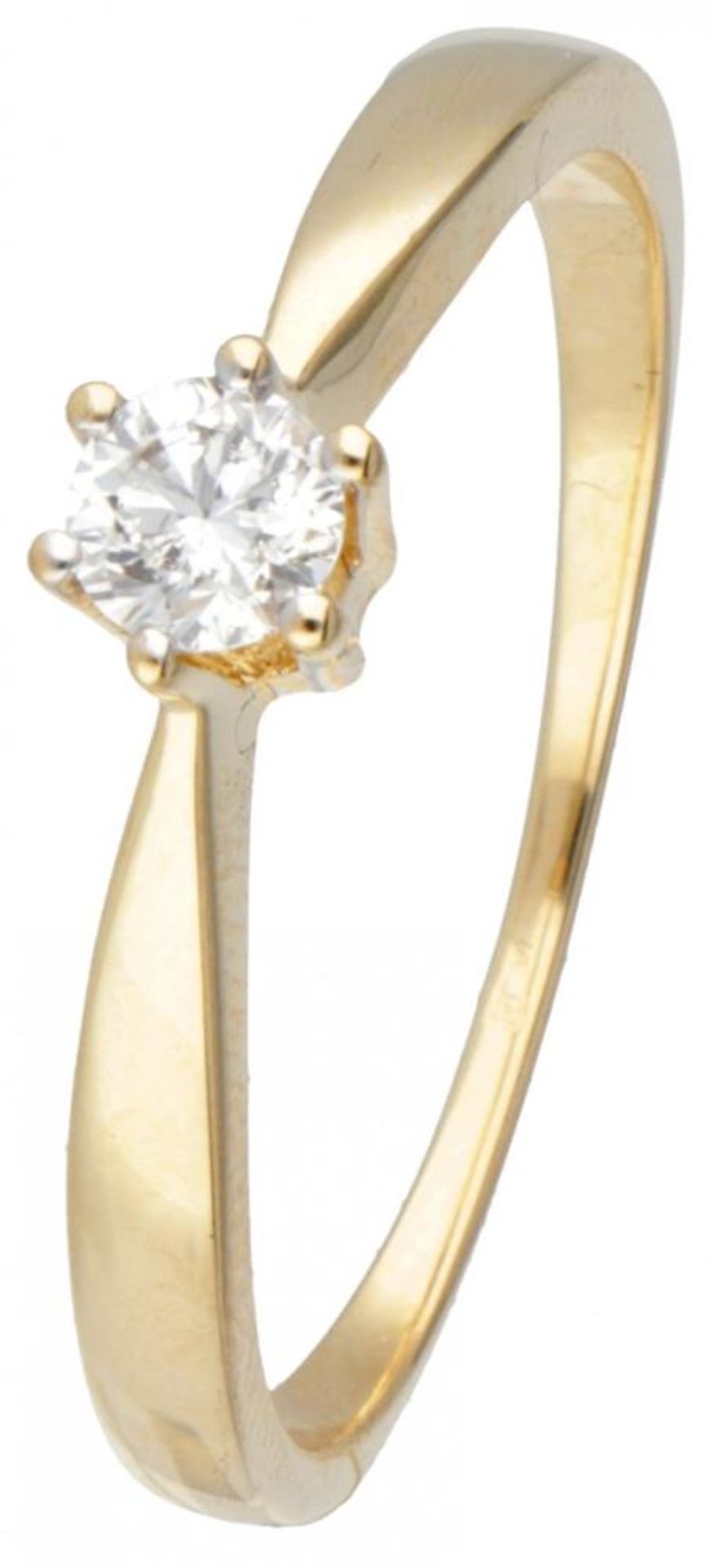 14K. Yellow gold solitaire ring set with approx. 0.25 ct. diamond.