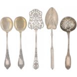 (5) piece silver cutlery set.