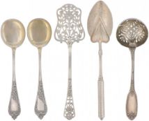 (5) piece silver cutlery set.