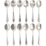 (12) piece set of ice cream spoons silver.