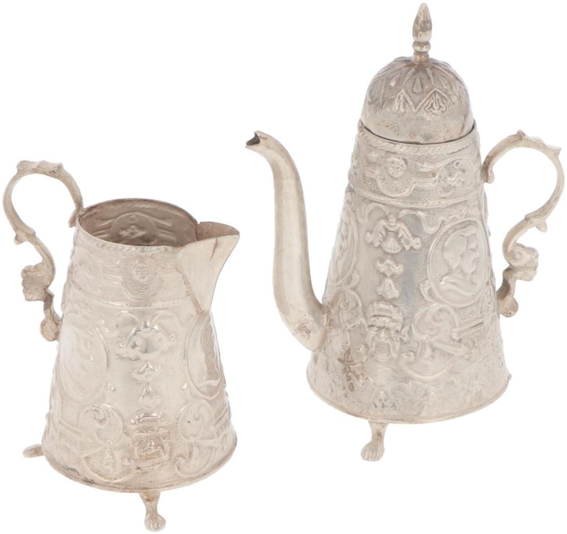 (2) piece lot of miniature silver jugs.