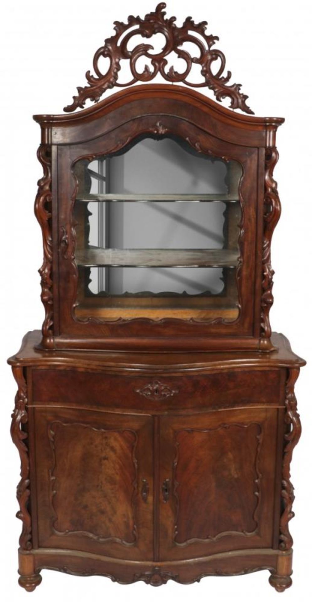 A mahogany veneered display cabinet or 'bonheur du jour', Dutch, late 19th century.