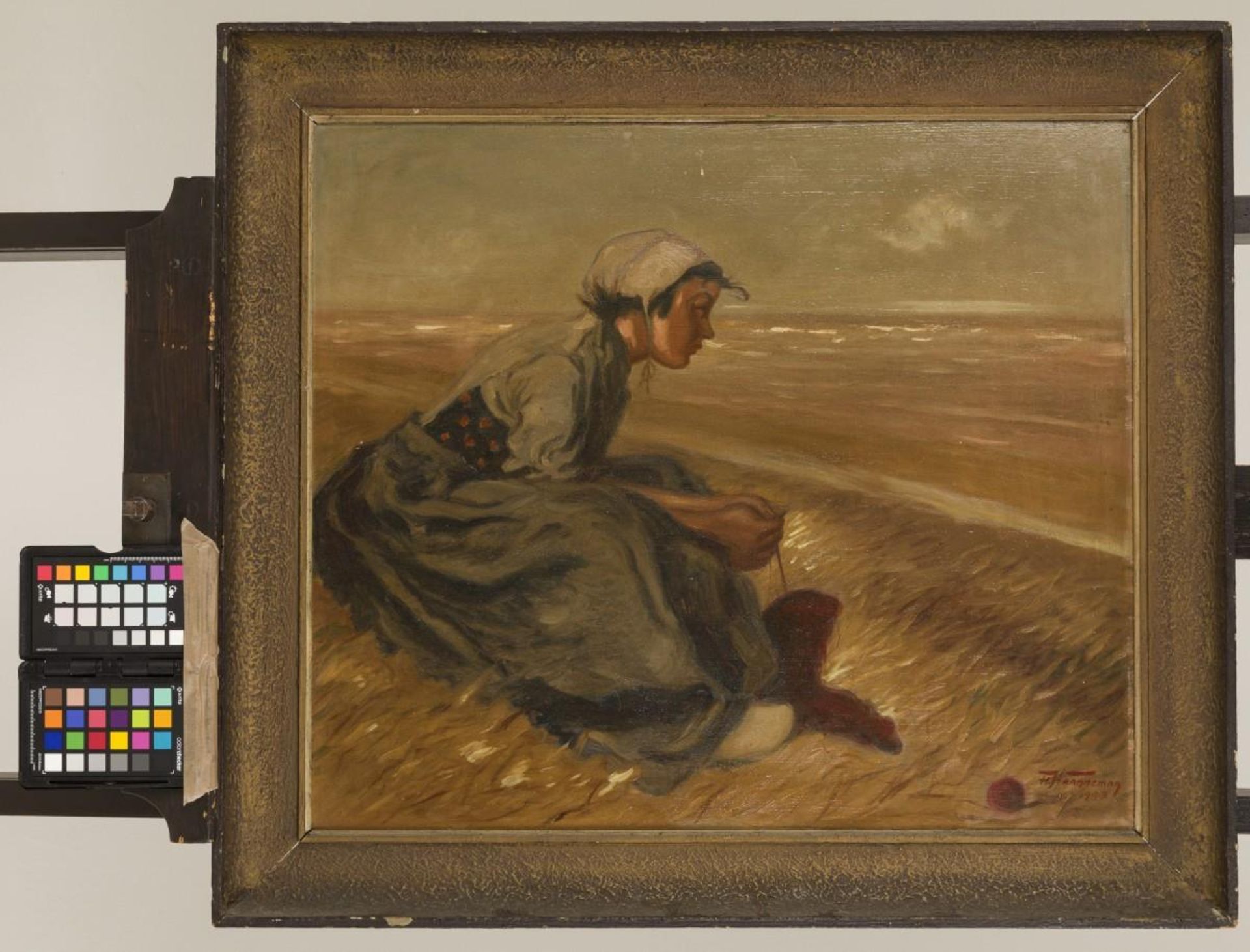 H. Veranneman, 20th. C. A fishermans daughter in the dunes. - Bild 2 aus 4