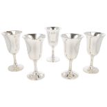 (5) piece set wine goblets silver.