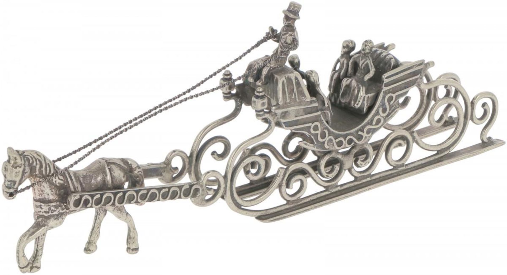 Miniature sleigh with horse silver.