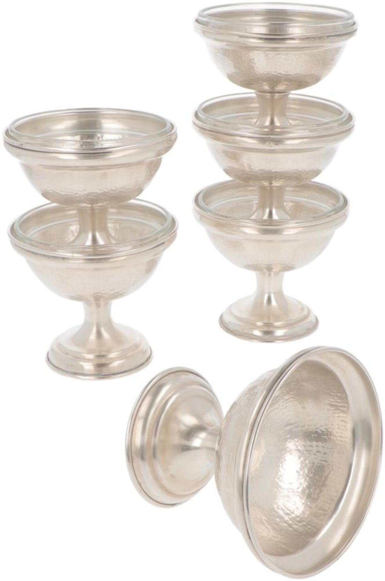 (6) piece set of ice cream coupes silver.