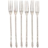 (6) piece set strawberry forks silver.