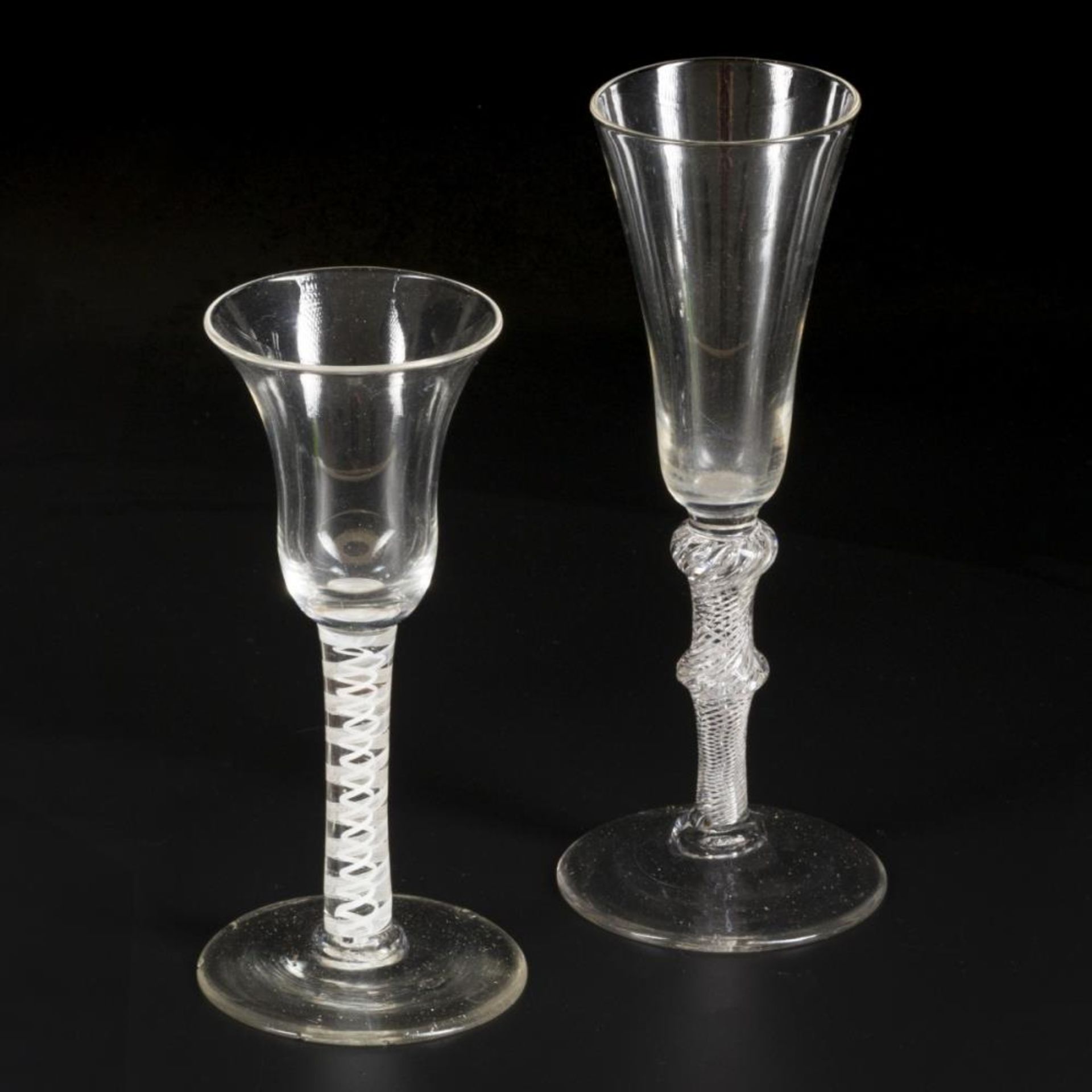 (4) piece lot of swirl stem glasses 19th century - Image 3 of 3