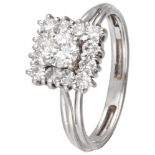 14K. White gold entourage ring set with approx. 0.93 ct. diamond.