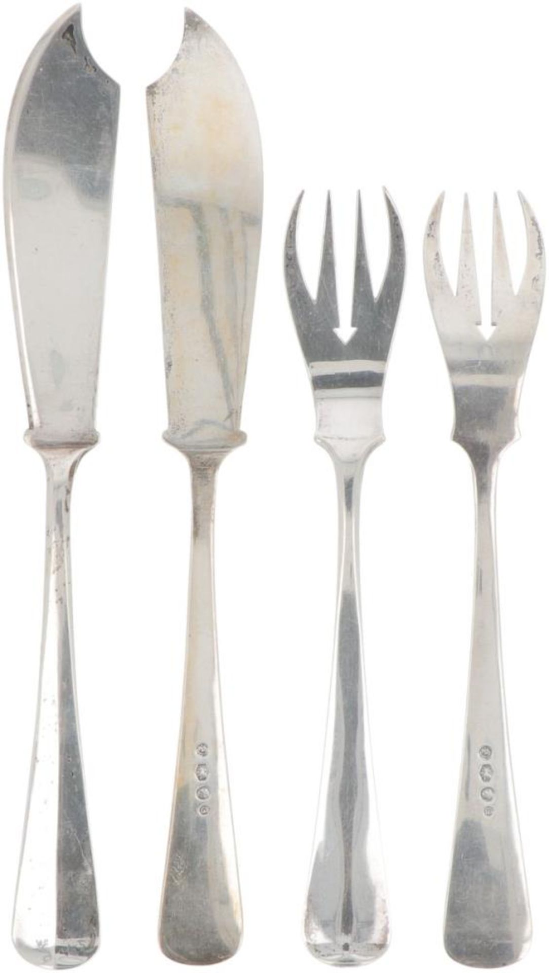 (12) piece set fish cutlery "Haags Lofje" silver. - Image 2 of 3