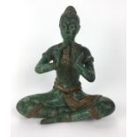 (Aziatica) Bronzen beeld Bronzen beeld van een fluitspeler, Thailand. Eind 20e eeuw. Conditie: