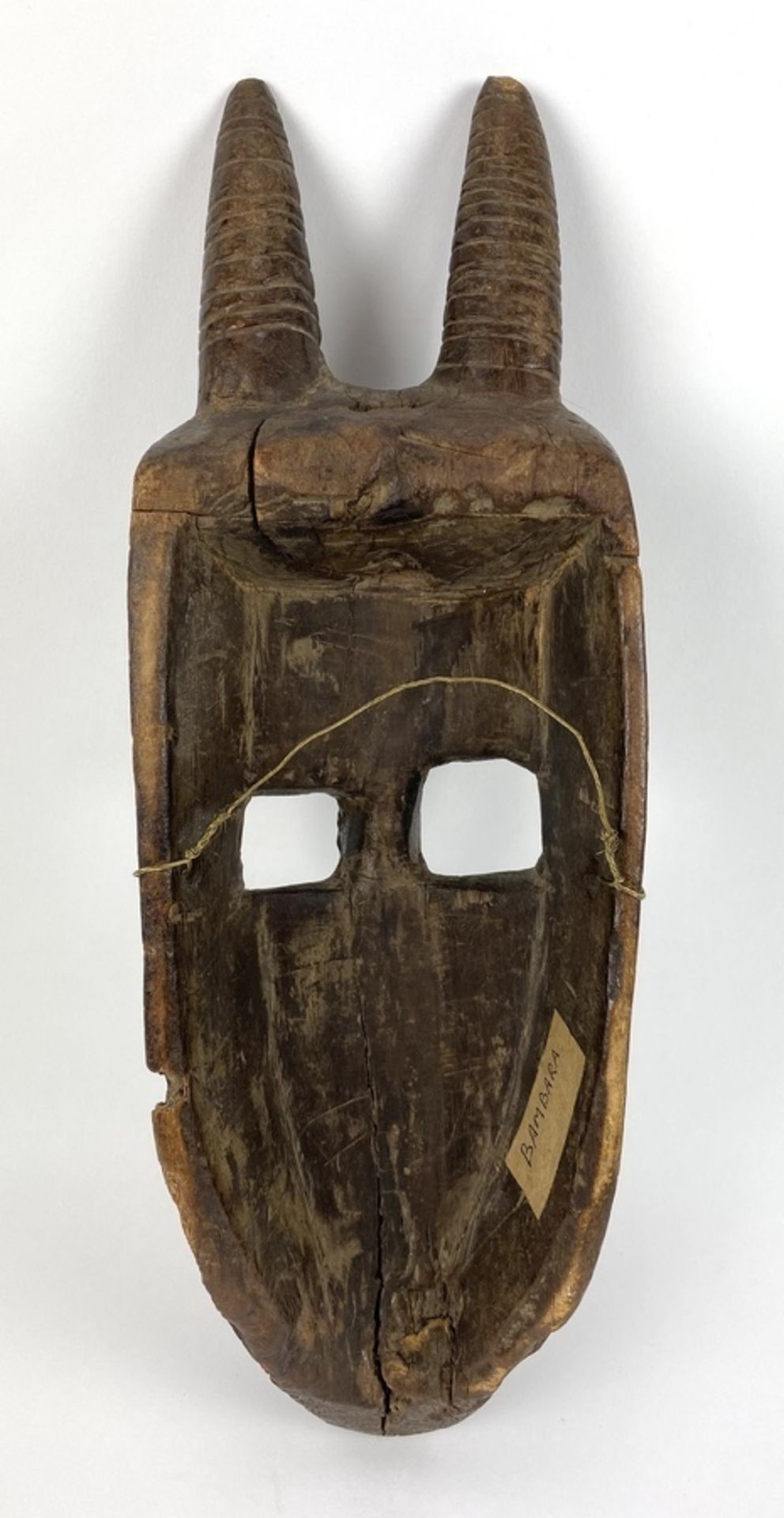 (Etnografica) Hout, Bambara masker met hoorns, Mali Afrika Houten Bambara masker met hoorns, - Image 2 of 4