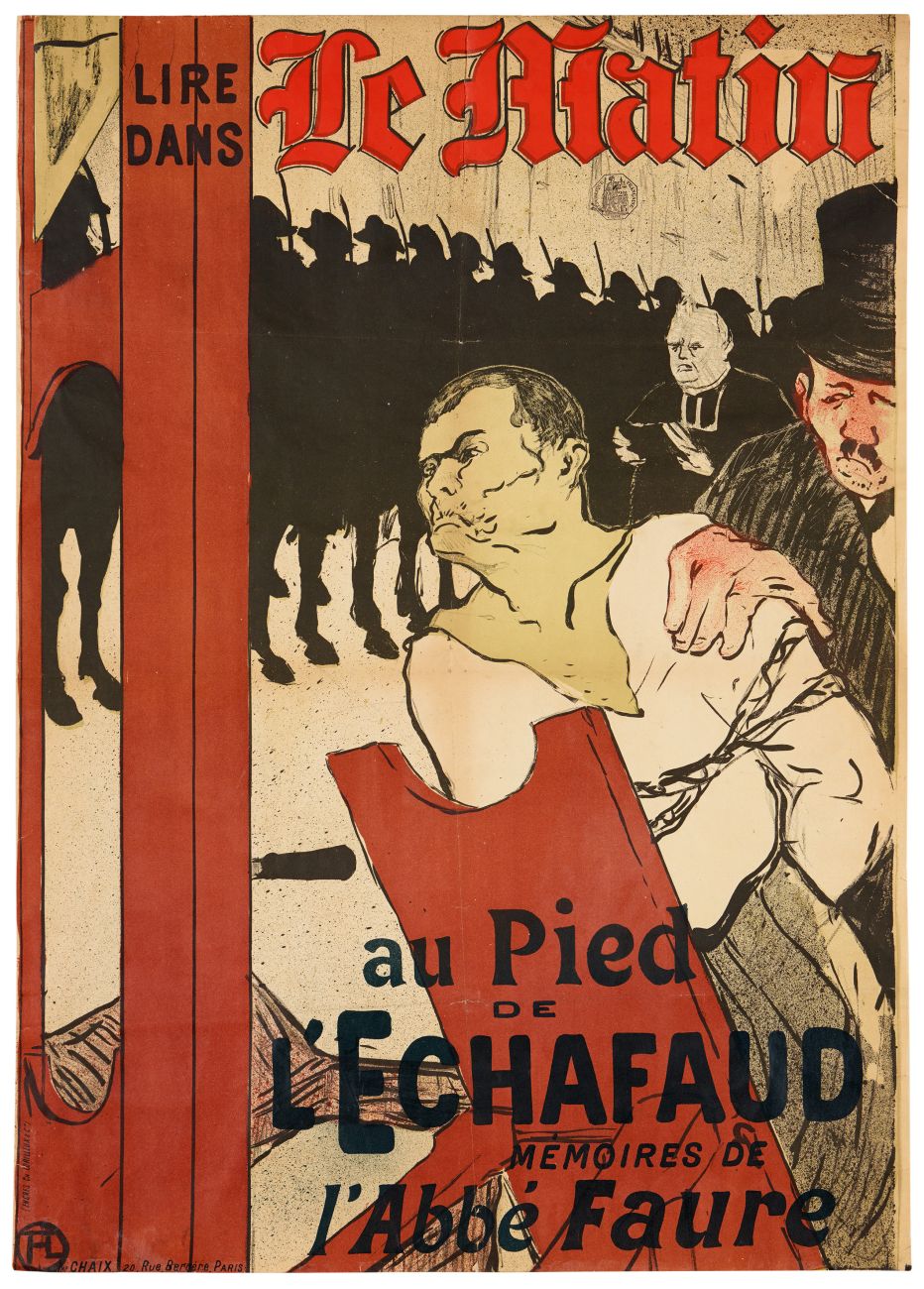 H. de Toulouse-Lautrec. Au Pied de l'Echafaud. Frablithographie. 1893. Plakat.