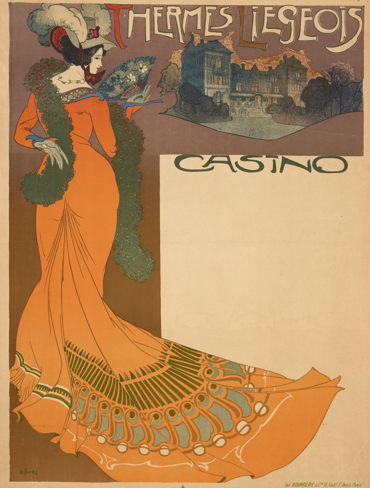 G. De Feure. Thermes Liegeois. Casino. Farblithographie. 1898. Plakat.