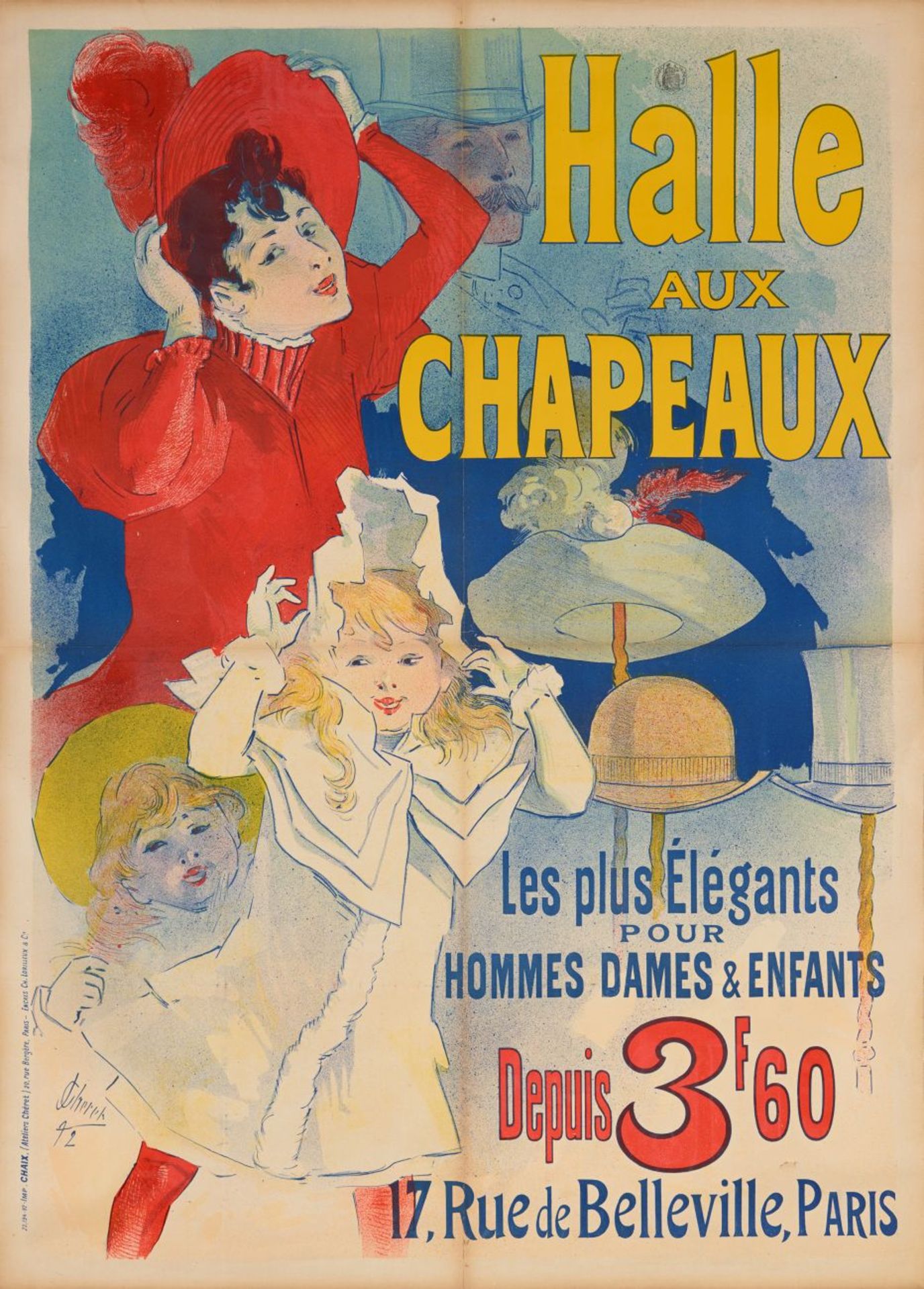 J. Chéret. Halle aux Chapeaux. Farblithographie. 1892. Plakat.