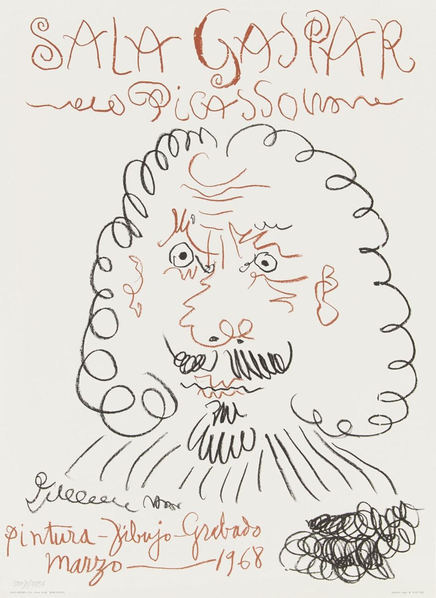 Pablo Picasso. Sala Gaspar. 1968. Eines von 1000 Ex. Plakat.