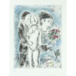 Marc Chagall. Aus: Celui qui dit les choses sans rien dire. 1975-76. Farbaquatintaradierung. Eines v