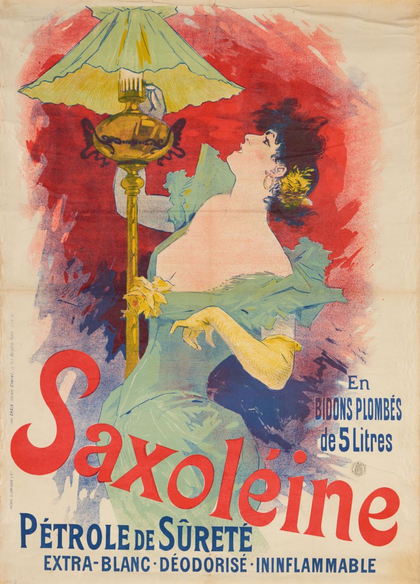 J. Chéret. Saxoleine. Pétrole de Suréte.. Farblithographie. 1892. Plakat.