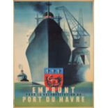 J. Nathan. Port du Havre. Farblithographie. 1946. Plakat.