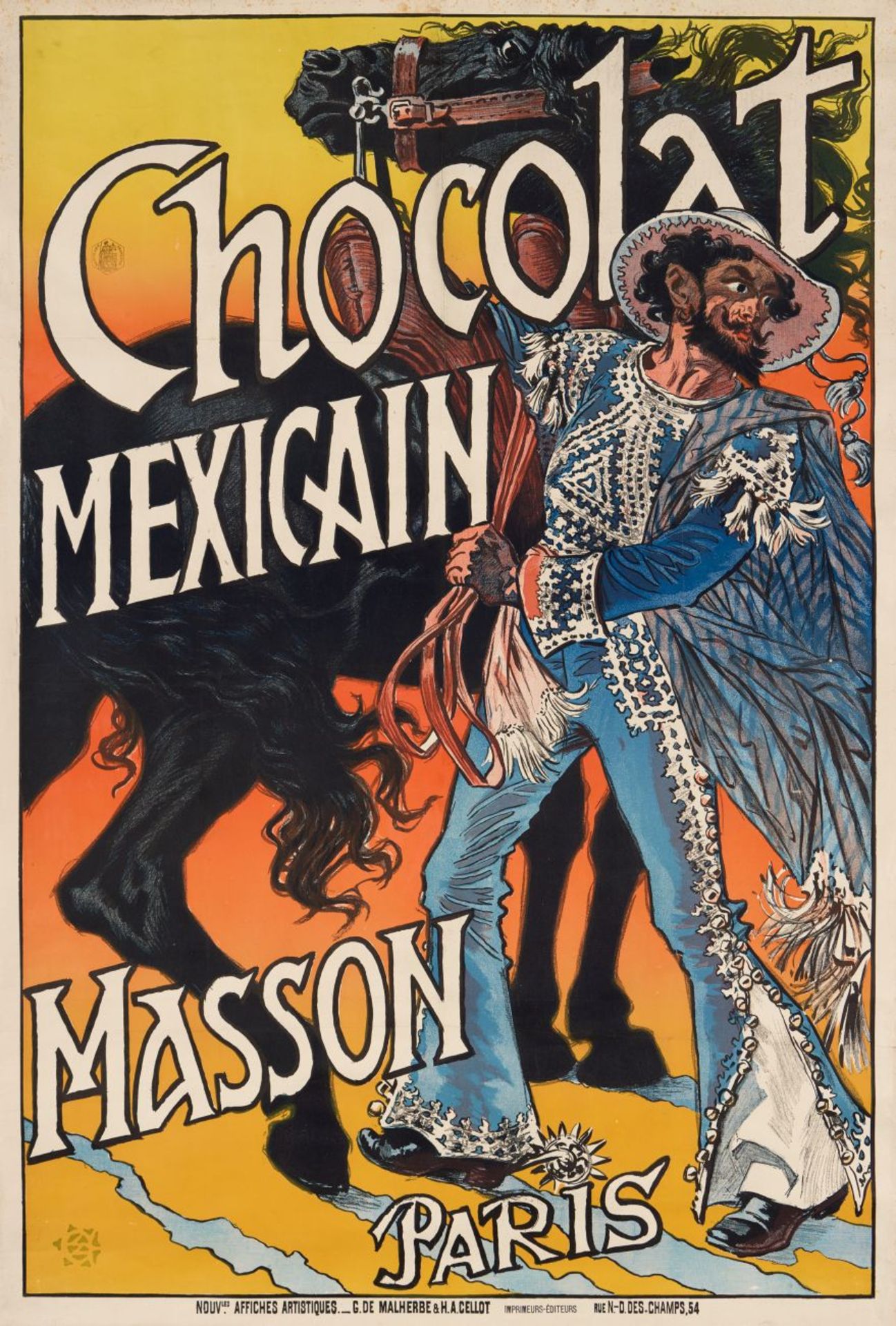 E.S. Grasset. Chocolat Mexicain. Farblithographie. 1892. Plakat.