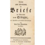 M. de Rabutin Sevigné, Versuch einer Übersetzung der Briefe. Braunschweig und Hildesheim 1765.