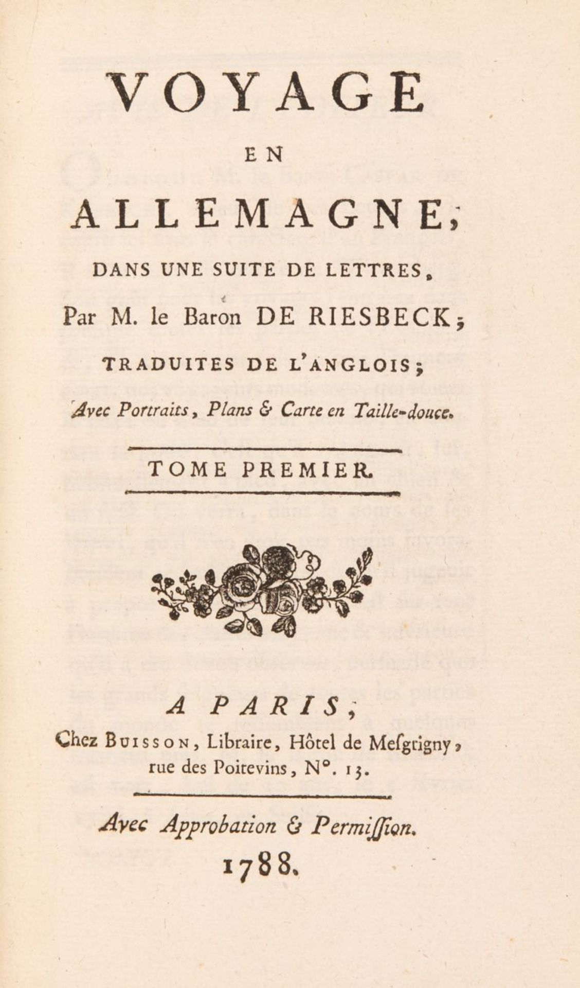 J. K. Riesbeck, Voyage en Allemagne. 3 Bde. Paris 1788. - Image 2 of 4