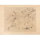 Marc Chagall. La britchka s'est renversée (Tafel XIV aus: Les âmes mortes). 1948. Radierung. Nicht s