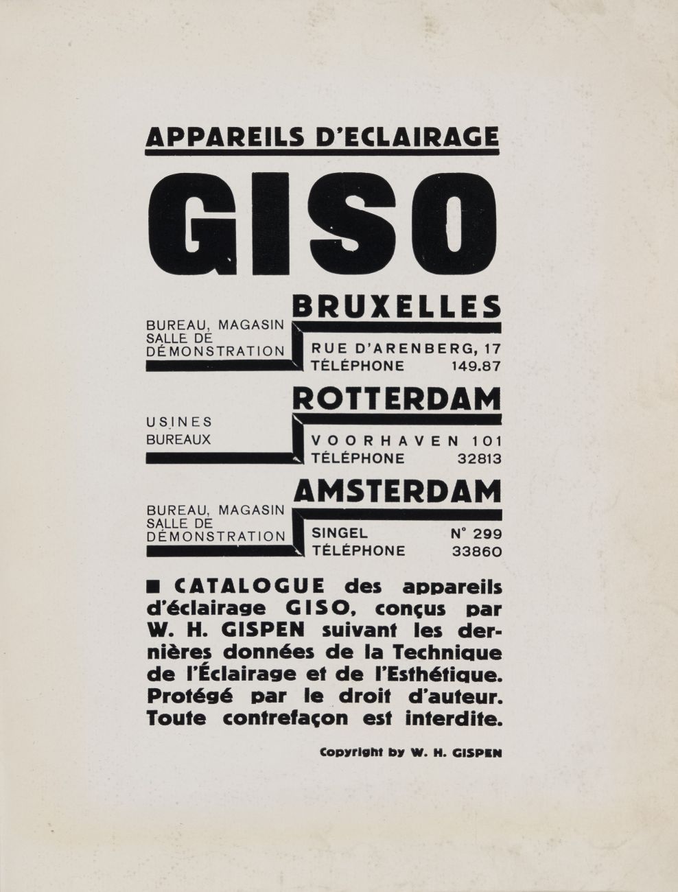 Gispen. Appareils d'éclairage Giso. Brüssel 1928 - Image 2 of 4