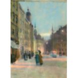 Charles Vetter. Nächtliche Szene (München). Pastell. Signiert.