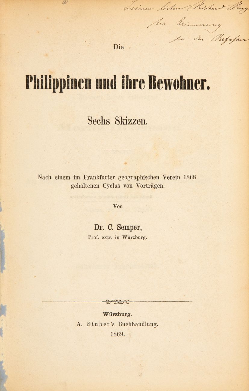 C. Semper, Die Philippinen und ihre Bewohner. Sechs Skizzen. Würzburg 1869.