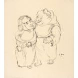 Christoph Voll. Mönch und Nonne. 1921. Tusche. Signiert.