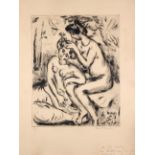 Hans Purrmann. Zwei Mädchen nach dem Bade bei der Toilette 1927. Signiert. Ex. 19/20. Heilmann 99 f.