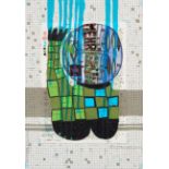 Friedensreich Hundertwasser. Il rotolante (Farbvariante grün/blau). 1985. Fotolithographie. Signiert