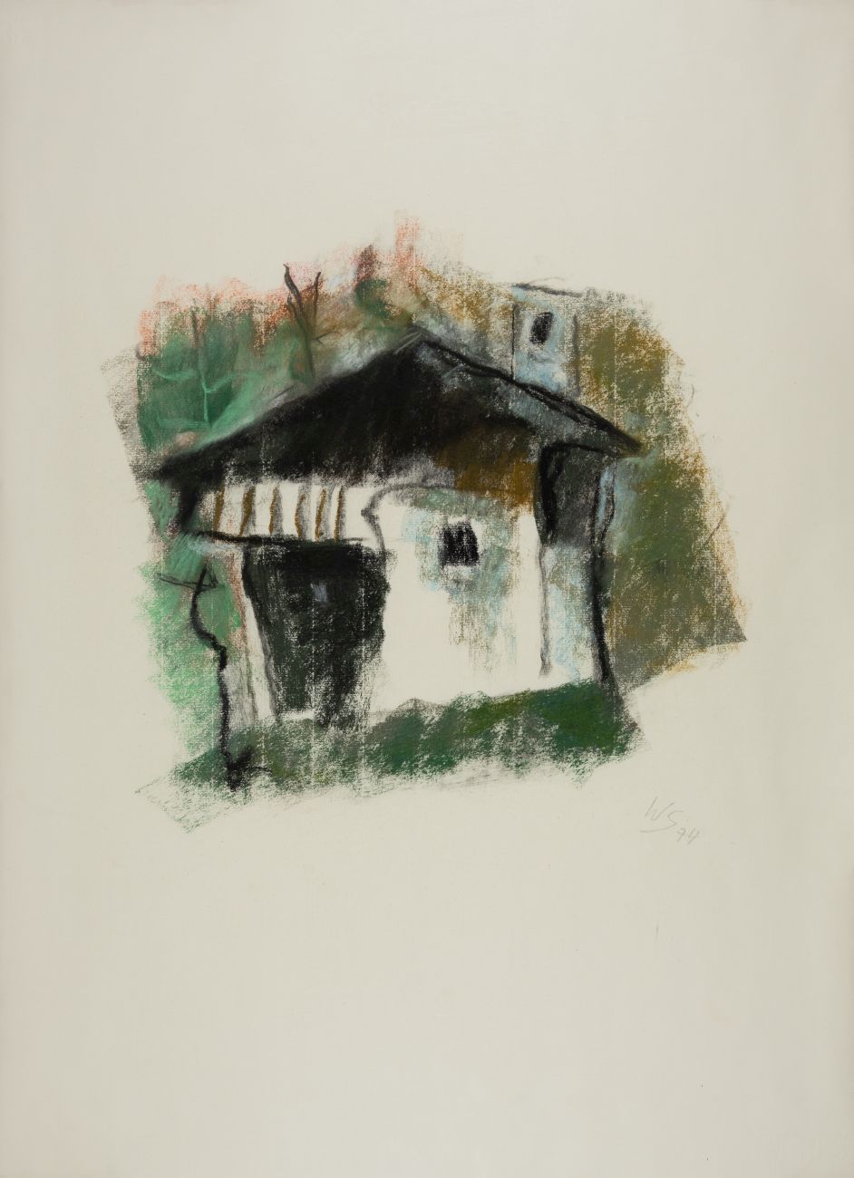 Werner Scholz. Ohne Titel (Haus). 1974. Pastell. Monogrammiert.